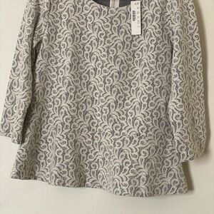 J. Crew Gray Boxy 3/4 Sleeve Blouse